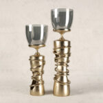 Candle Holder Black Chrome Glass