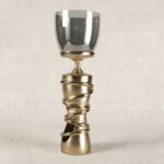 Candle Holder Black Chrome Glass