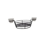 STAINLESS STEEL FRY SERVING BASKET WITH 2 DIP CUPS