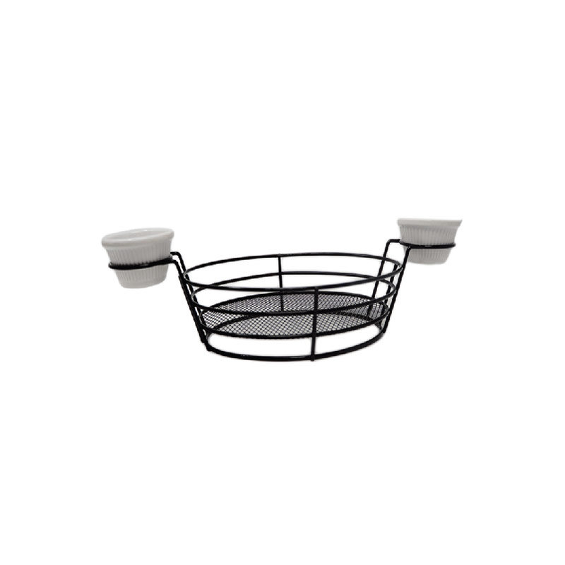 12584275 STAINLESS STEEL FRY SERVING BASKET WITH 2 DIP CUPS