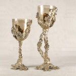 Candle Holder textured smoke luster glass