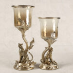 Candle Holder textured smoke luster glass